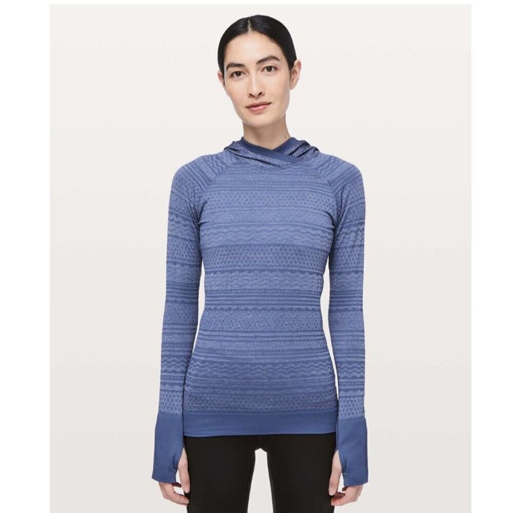 Lululemon Rest Less Hoodie Gatsby Blue / White Size 4